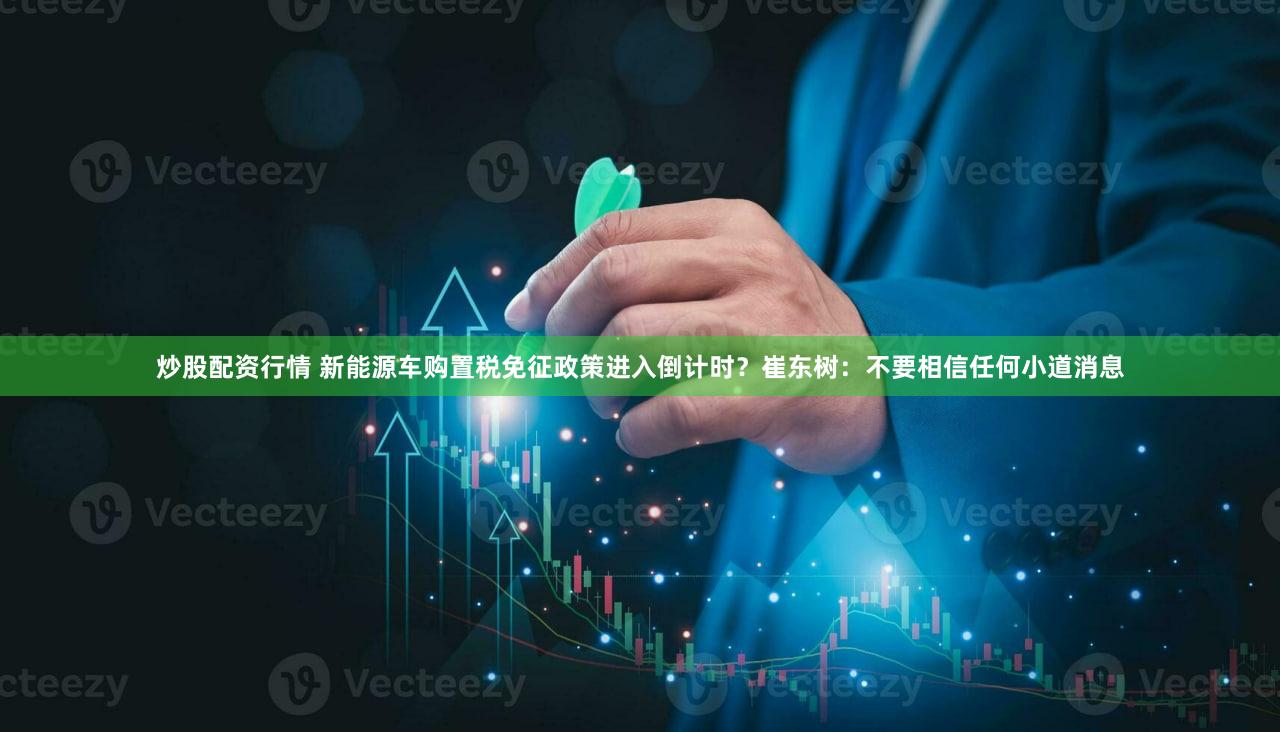 炒股配资行情 新能源车购置税免征政策进入倒计时？崔东树：不要相信任何小道消息
