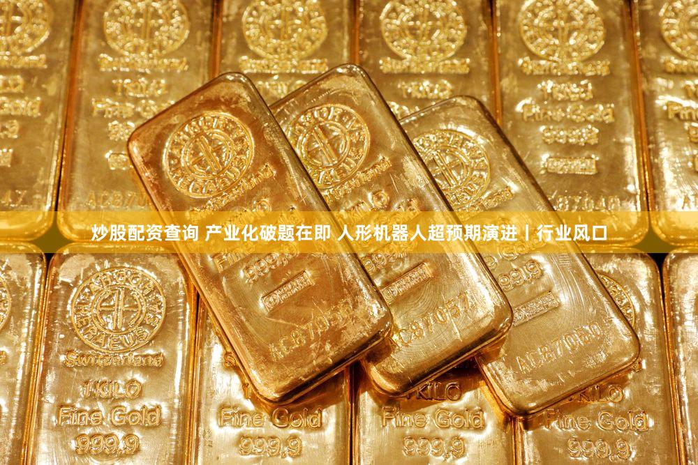 炒股配资查询 产业化破题在即 人形机器人超预期演进丨行业风口