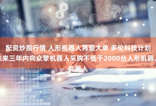 配资炒股行情 人形机器人再现大单 多伦科技计划未来三年内向众擎机器人采购不低于2000台人形机器人